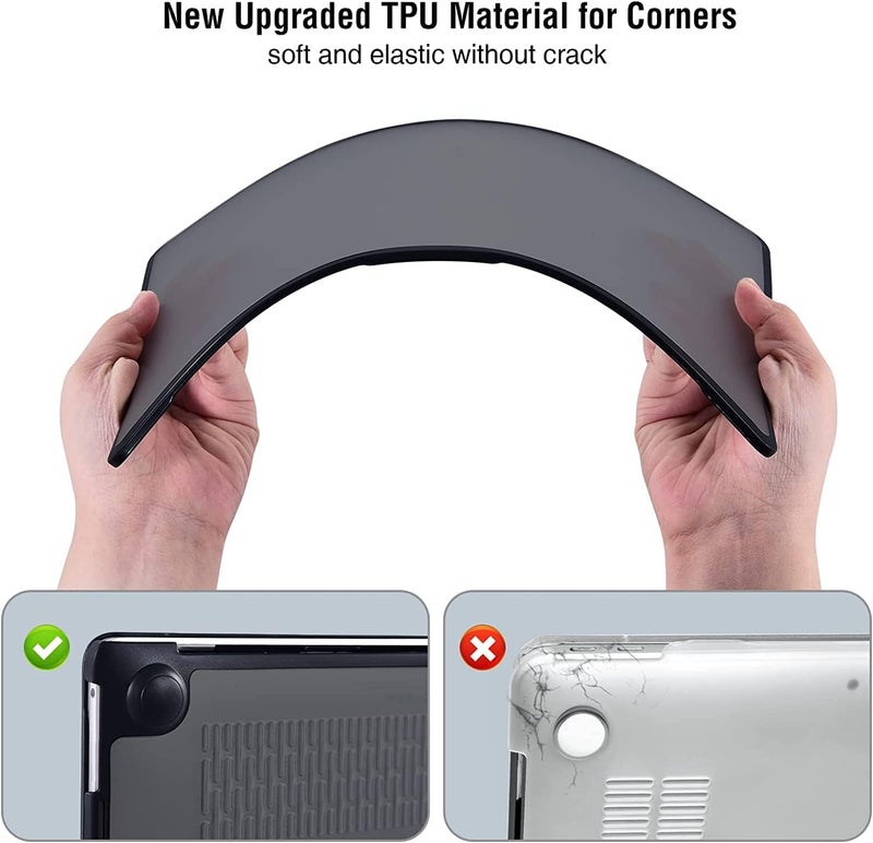 BlueSwan Anti-Cracking Hard Shell Case Compatible with MacBook Air 13 inch M4 M3 M2 2026 2025-2022 A3240 A3113 A2681, Drop Protection Soft TPU Bumper PC Base for Air 13.6 inch, Frosted Black - Image 2